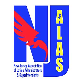 Logo of the New Jersey Association of Latino Administrators & Superintendents (NJALAS) featuring initials "NJ" and a stylized red eagle on a blue background.