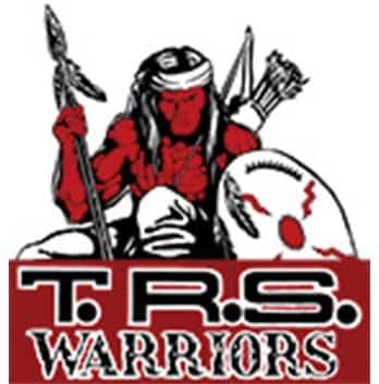 Logo featuring a warrior with a bow, shield, and headdress. Below the warrior, the text reads "T.R.S. Warriors" in bold, stylized letters.